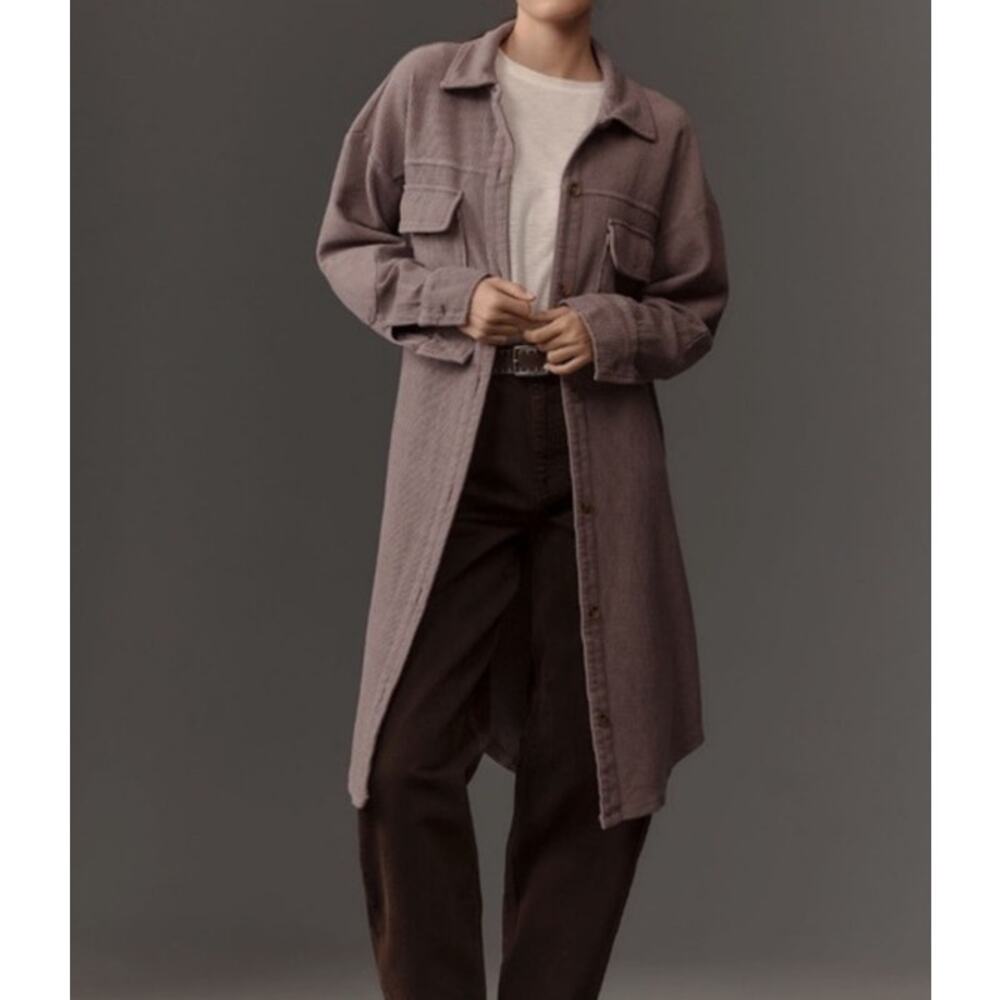 Anthropologie Pilcro Purple Longline Shacket Duster Jacket Button Front Small